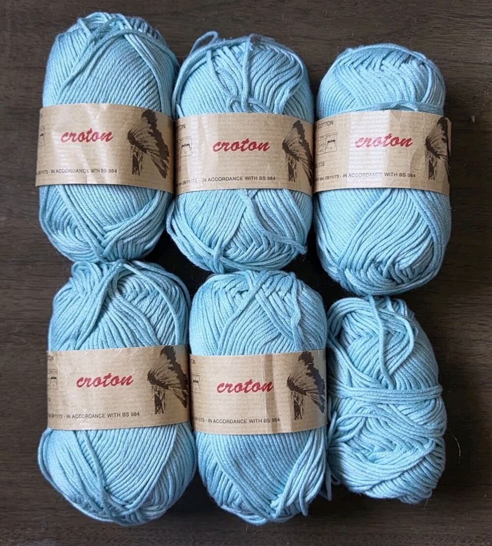 Vintage Lot Croton Mahopac 100% Egyptum Cotton Yarn Blue Made In Italy